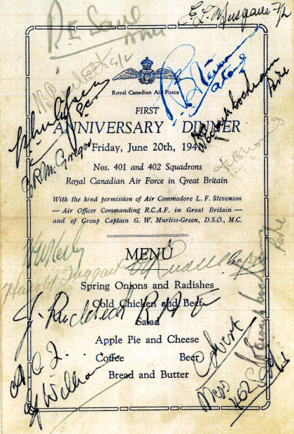 Bill's souvenir menu